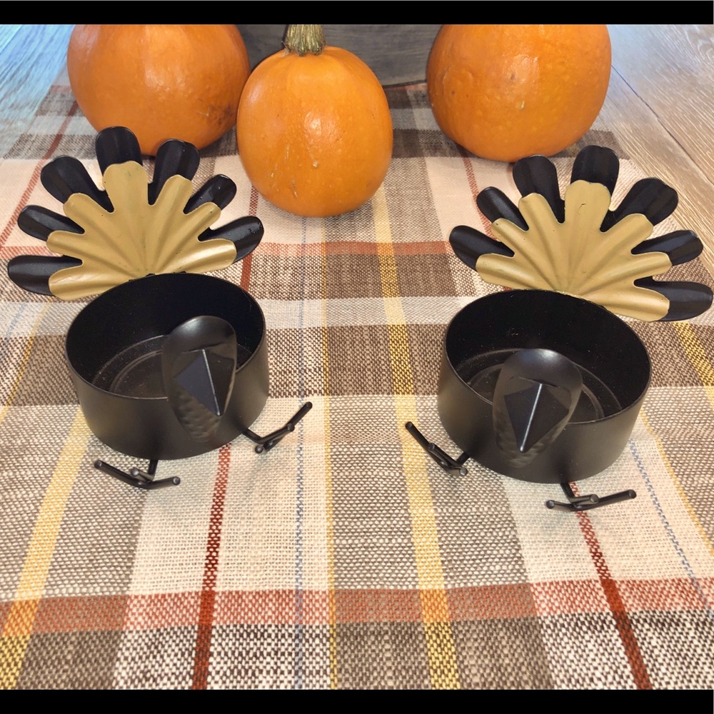 Set of 2 Sitting Turkey Candle Holders